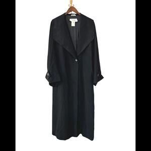 LES COPAINS 100% Lana Wool Coat Trench Oversized Sz 42 Navy